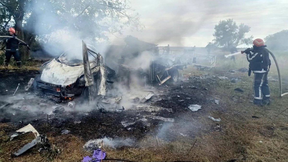 Russian drone strikes energy workers' vehicle in Odesa Oblast, killing one person and injuring another – photos