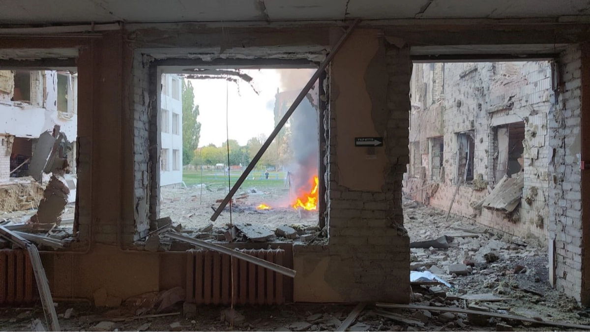 Two killed in Russian guided bomb strikes on school and residential area in Sumy – photos, video